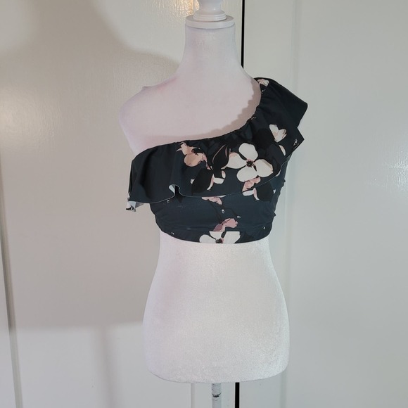 ALBION Size	M Orchid Icon Wave Swim Crop Top One Shoulder Ruffle Layer Feminine - Picture 3 of 11